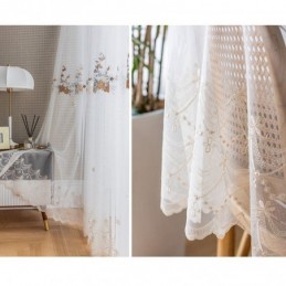Cortinas De Tule Floral Voile Branco Transparente Para Sala De Estar