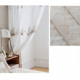 Cortinas De Tule Floral Voile Branco Transparente Para Sala De Estar