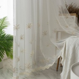 Cortina Decorativa Transparente Feita Sob Medida, Cortina Com Bordado De Plantas, Cortinas Para Janela, Sala De Estar, Quarto