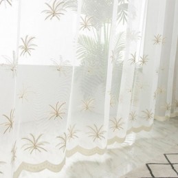 Cortina Decorativa Transparente Feita Sob Medida, Cortina Com Bordado De Plantas, Cortinas Para Janela, Sala De Estar, Quarto