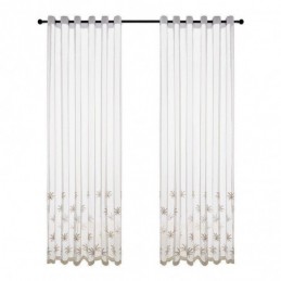Cortina Decorativa Transparente Feita Sob Medida, Cortina Com Bordado De Plantas, Cortinas Para Janela, Sala De Estar, Quarto