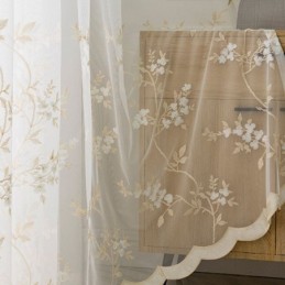 Cortinas De Tule Transparente Bordadas, Cortina De Voile Com Plantas, Feita Sob Medida Para Sala De Estar