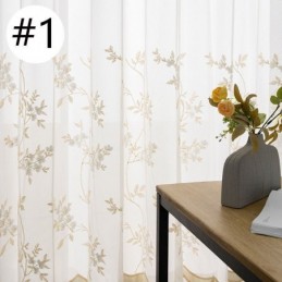 Cortinas De Tule Transparente Bordadas, Cortina De Voile Com Plantas, Feita Sob Medida Para Sala De Estar