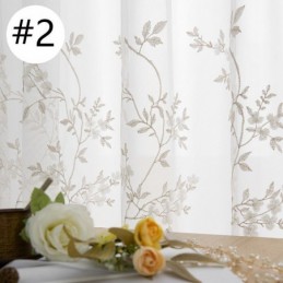 Cortinas De Tule Transparente Bordadas, Cortina De Voile Com Plantas, Feita Sob Medida Para Sala De Estar