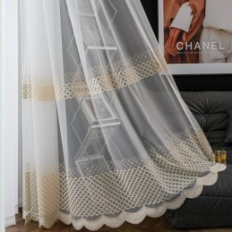 Cortinas De Voile Bordadas Nórdicas Transparentes Para Sala De Estar E Quarto