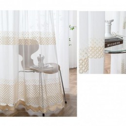 Cortinas De Voile Bordadas Nórdicas Transparentes Para Sala De Estar E Quarto