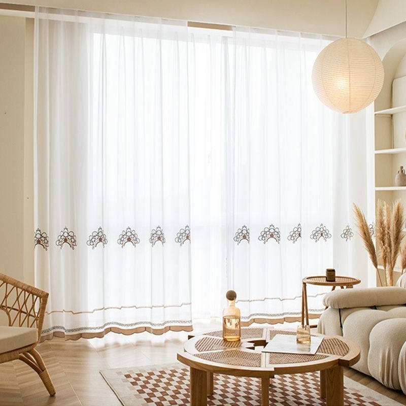Cortinas De Tule Transparente Bordadas Cortinas Elegantes Para Sala De Estar