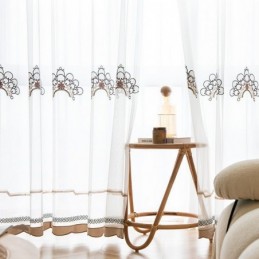 Cortinas De Tule Transparente Bordadas Cortinas Elegantes Para Sala De Estar