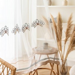Cortinas De Tule Transparente Bordadas Cortinas Elegantes Para Sala De Estar