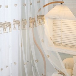 Cortinas De Tule Transparente Bordadas, Cortina De Voile Em Torre, Cortina Sob Medida Para Sala De Estar