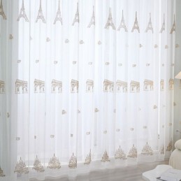Cortinas De Tule Transparente Bordadas, Cortina De Voile Em Torre, Cortina Sob Medida Para Sala De Estar