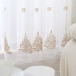 Cortinas De Tule Transparente Bordadas, Cortina De Voile Em Torre, Cortina Sob Medida Para Sala De Estar