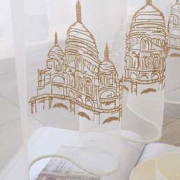 Cortinas De Tule Transparente Bordadas, Cortina De Voile Em Torre, Cortina Sob Medida Para Sala De Estar