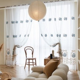 Cortina Floral Transparente...