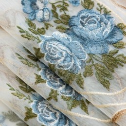 Cortina Floral Transparente Feita Sob Medida Em Tule Bordado Para Sala De Estar