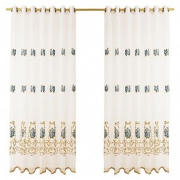 Cortina Floral Transparente Feita Sob Medida Em Tule Bordado Para Sala De Estar