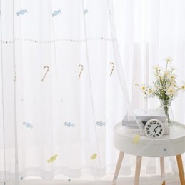 Cortina Decorativa Transparente Feita Sob Medida Cortina De Tule Bordado Candy Para Quarto