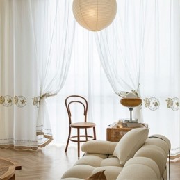 Cortinas De Tule Transparente Bordadas, Cortina De Voile Borboleta, Cortina Sob Medida Para Sala De Estar