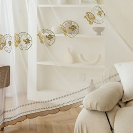 Cortinas De Tule Transparente Bordadas, Cortina De Voile Borboleta, Cortina Sob Medida Para Sala De Estar