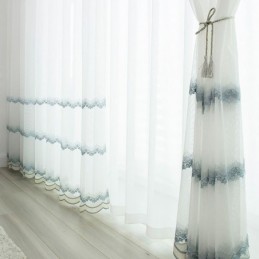 Cortina Transparente Feita Sob Medida, Cortinas De Tule Bordado Com Folhas Para Quarto