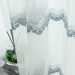Cortina Transparente Feita Sob Medida, Cortinas De Tule Bordado Com Folhas Para Quarto