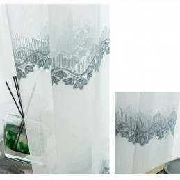 Cortina Transparente Feita Sob Medida, Cortinas De Tule Bordado Com Folhas Para Quarto