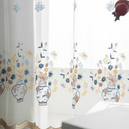 Cortinas De Tule Transparente Bordadas, Cortina De Voile Floral, Cortina Sob Medida Para Sala De Estar