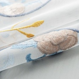 Cortinas De Tule Transparente Bordadas, Cortina De Voile Floral, Cortina Sob Medida Para Sala De Estar