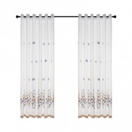 Cortinas De Tule Transparente Bordadas, Cortina De Voile Floral, Cortina Sob Medida Para Sala De Estar