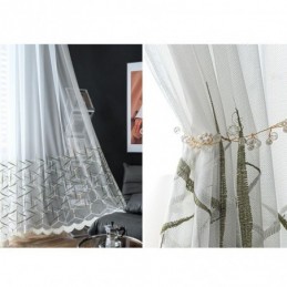 Cortina Transparente Bordada Europeia Feita Sob Medida, Cortinas De Tule De Luxo Em Voile Para Sala De Estar
