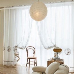 Cortina Branca Transparente De Luxo Feita Sob Medida, Cortina Bordada Em Tule De Alta Qualidade