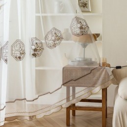 Cortina Branca Transparente De Luxo Feita Sob Medida, Cortina Bordada Em Tule De Alta Qualidade