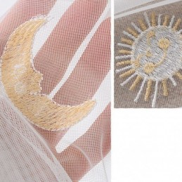 Cortina De Tule Bordado Com Desenho Animado Feita Sob Medida, Cortina Com Padrão Adorável, Tratamento De Janela Transparente