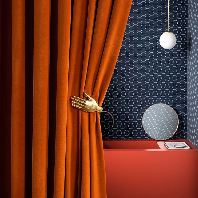 Cortina Blackout De Flanela Laranja Sob Medida, Tecido Liso Minimalista, Sala De Estar E Quarto