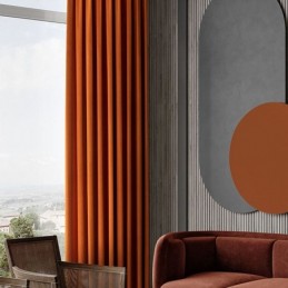 Cortina Blackout De Flanela Laranja Sob Medida, Tecido Liso Minimalista, Sala De Estar E Quarto