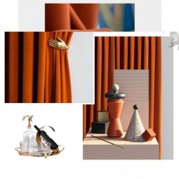 Cortina Blackout De Flanela Laranja Sob Medida, Tecido Liso Minimalista, Sala De Estar E Quarto