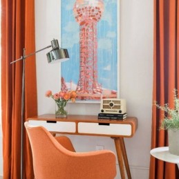 Cortina Blackout De Flanela Laranja Sob Medida, Tecido Liso Minimalista, Sala De Estar E Quarto