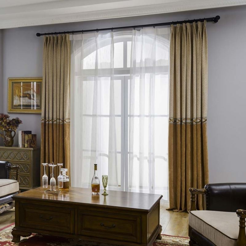 Cortina Moderna De Chenille Sob Medida, Tecido Jacquard Com Emenda Simples Para Sala De Estar E Quarto
