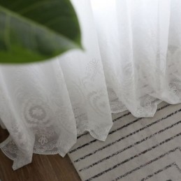 Cortina Transparente Respirável Feita Sob Medida, Cortina Branca, Toda Combinada, Bordada, Sala De Estar