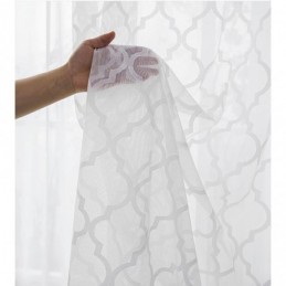 Cortinas Transparentes De Renda Geométrica Branca Painel Sala De Estar Quarto
