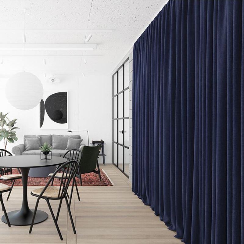 Cortina Blackout De Flanela Azul Escuro Feita Sob Medida, Painel De Cortina Minimalista De Tecido De Cor Sólida Para Sala De Estar E Quarto
