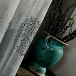 Cortina Transparente Respirável Feita Sob Medida Cortina Com Bordado De Flores Para Sala De Estar