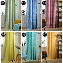 Cortina Abstrata Semi Blackout Feita Sob Medida Com Bordado Em Favo De Mel Para Sala De Estar