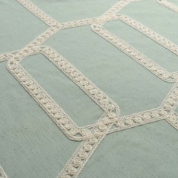 Cortina Abstrata Semi Blackout Feita Sob Medida Com Bordado Em Favo De Mel Para Sala De Estar