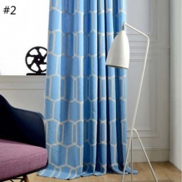 Cortina Abstrata Semi Blackout Feita Sob Medida Com Bordado Em Favo De Mel Para Sala De Estar