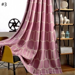 Cortina Abstrata Semi Blackout Feita Sob Medida Com Bordado Em Favo De Mel Para Sala De Estar