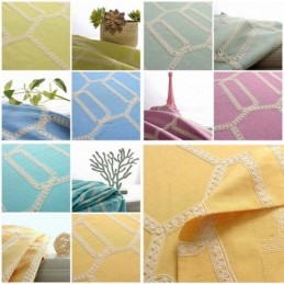 Cortina Abstrata Semi Blackout Feita Sob Medida Com Bordado Em Favo De Mel Para Sala De Estar