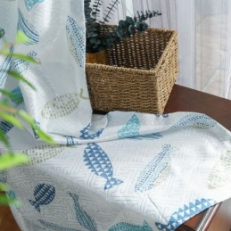 Cortina Semi Blackout Sob Medida Cortina Com Estampa De Peixes Para Quarto Infantil
