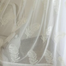 Cortina Transparente Bordada Com Penas Sob Medida Cortina Minimalista De Voile Para Sala De Estar E Quarto