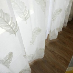 Cortina Transparente Bordada Com Penas Sob Medida Cortina Minimalista De Voile Para Sala De Estar E Quarto